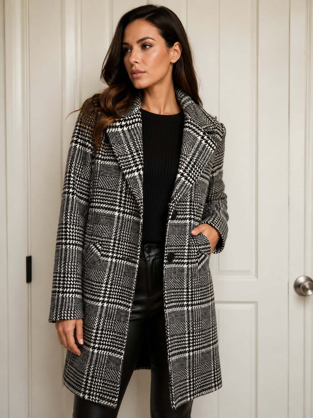 Sam Edelman Novelty Wool Blazer Houndstooth Coat